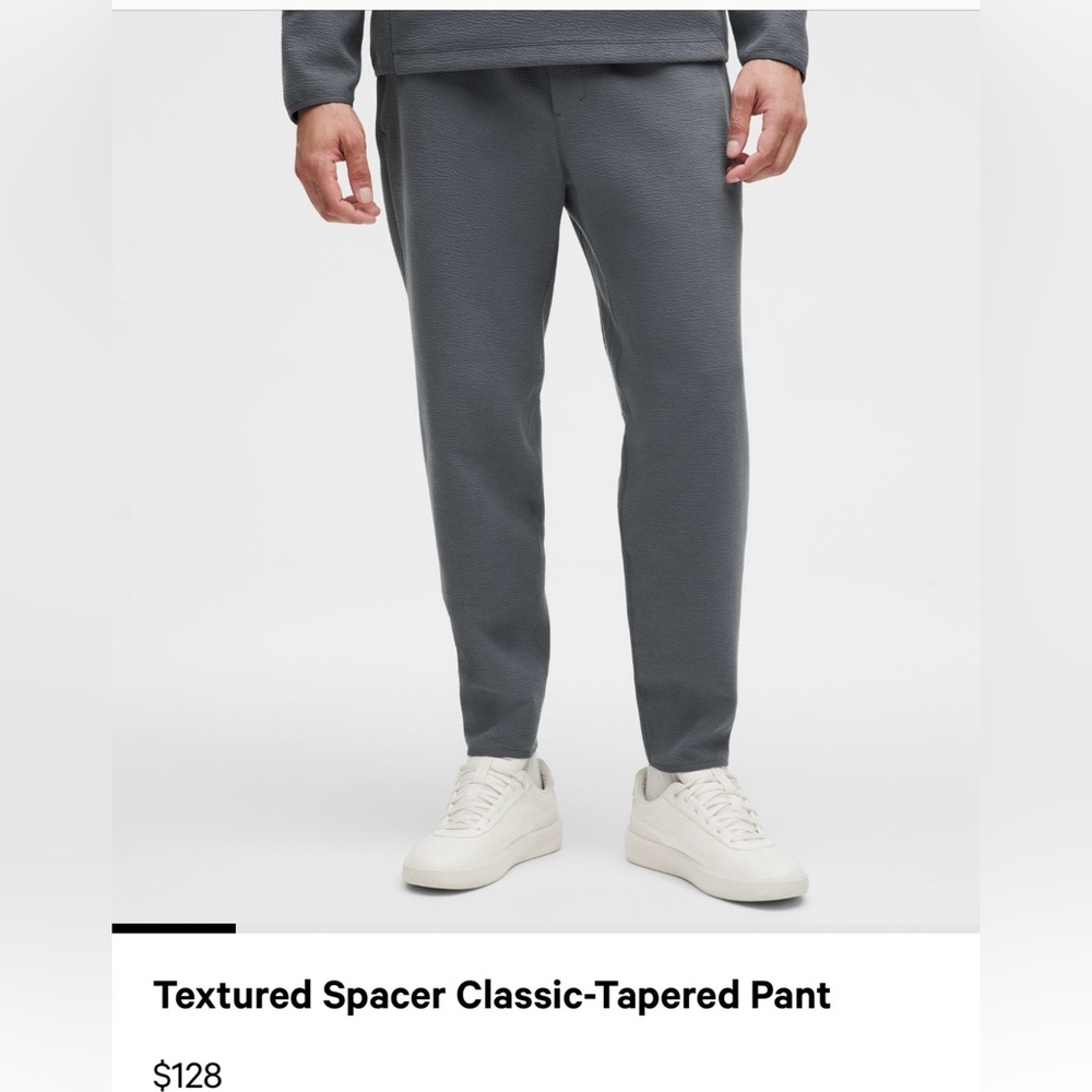 Men’s lululemon textured spacer pant, size large. Light gray.